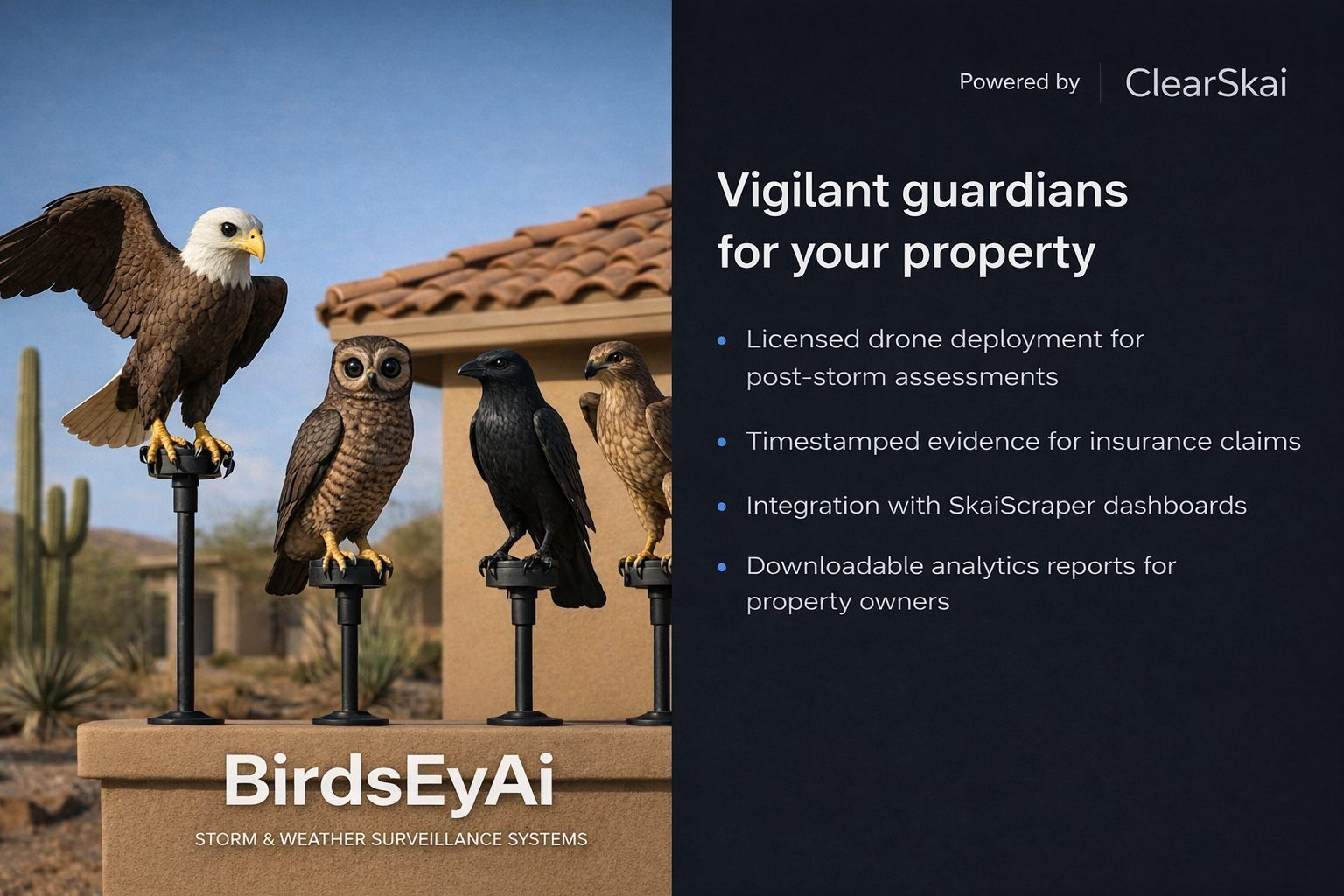 The BirdsEyAi family of guardians, eagle, owl, raven, hawk smart cameras