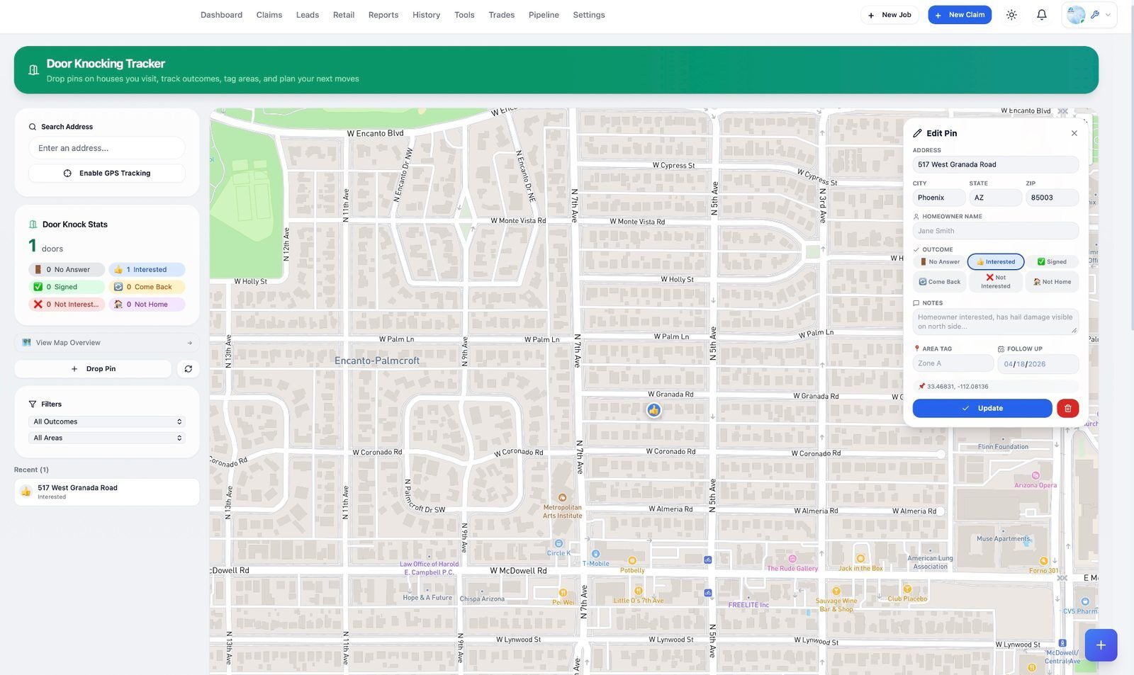 Door Knocking Tracker